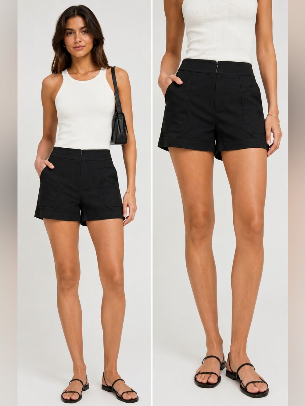 Theory Caliver 2 Black Linen Shorts NWT Size 8